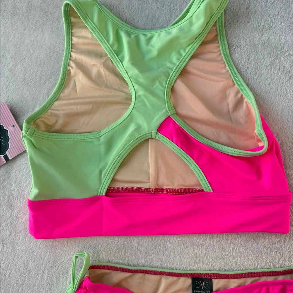 Kandi Kouture Convention Dancewear set. Pink & Green - Picture 8 of 13